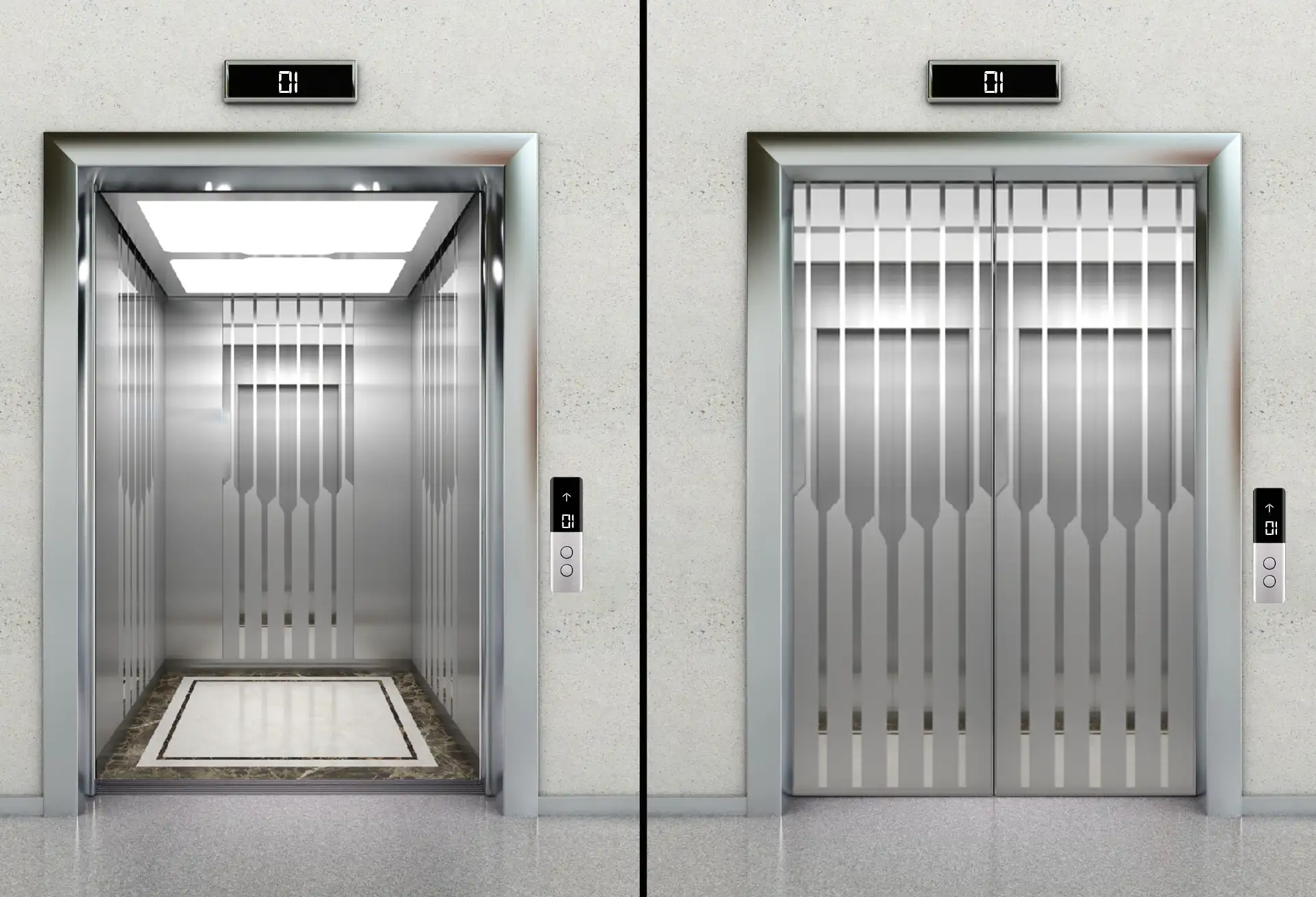 Two passenger elevators